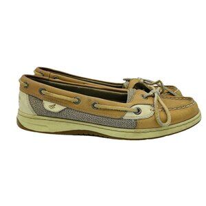 Sperry Top Sider Womens Shoes Size 8 M Tan Brown Leather Boat Shoe Slip On Lace
